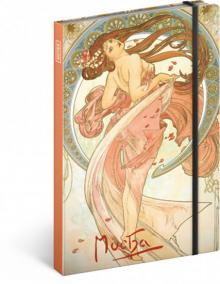 Notes - Alfons Mucha – Tanec, linkovaný, 13 x 21 cm