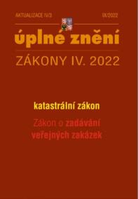 Aktualizace IV/3 2022 Zákon o zadávání veřejných zakázek, katastrální zákon