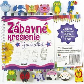 Zábavné kreslenie – Zvieratká (12 pasteliek a gúm)